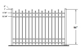 96 Inch Hiram Industrial Aluminum Fence