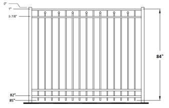 84 Inch Windham Industrial Aluminum Fence