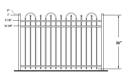 36 Inch Mogadore Residential Aluminum Fence | Fence-Depot