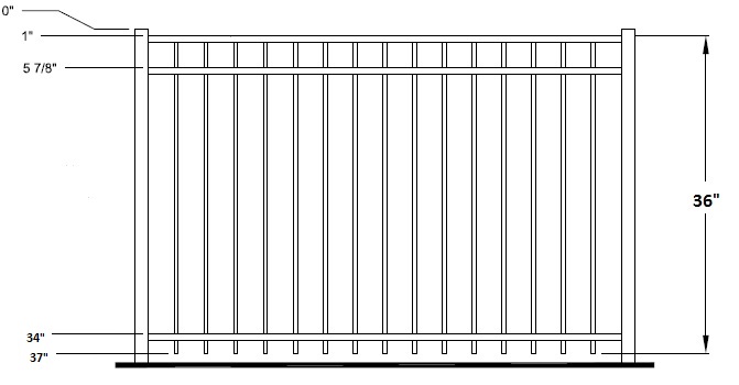 36 Inch Auburn Residential Aluminum Fence