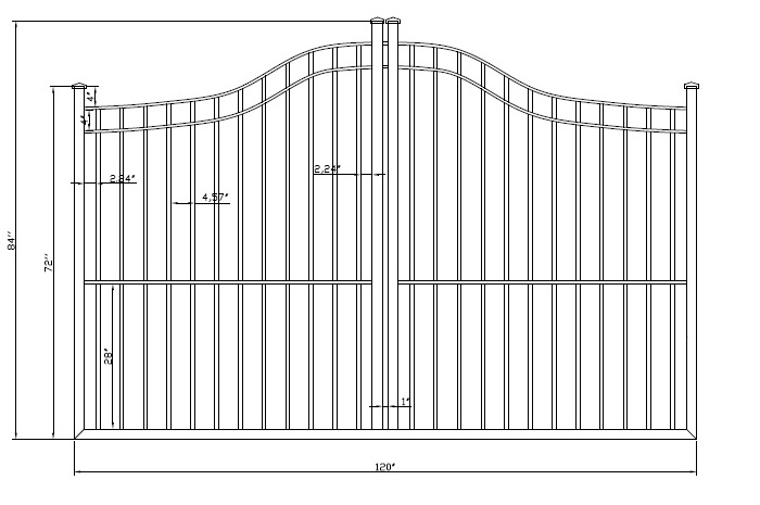 Olympian Smooth Top Wrought Iron Single Driveway Gates