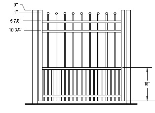 36 Inch Aurora Residential Puppy Picket Aluminum Fence | Fence-Depot