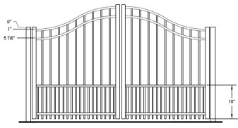 Auburn Puppy Picket Bell Curve Arched Double Gate