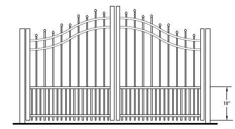 Hiram Puppy Picket Bell Curve Arched Double Gate